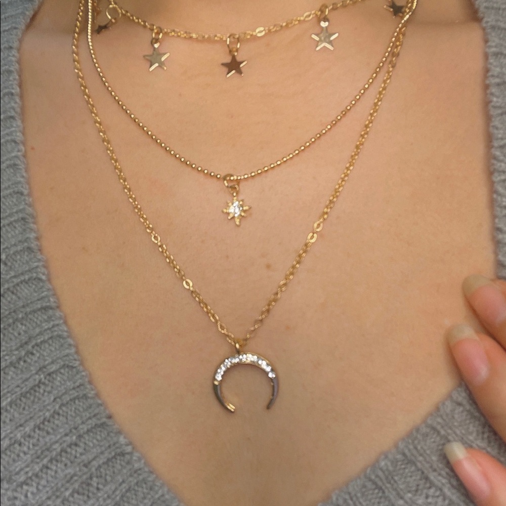 Moon and Start Necklace